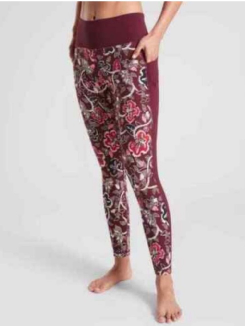 Athleta | Garnet Affirmation Powervita Floral Leggings Sz S